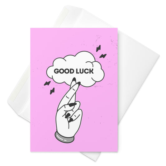 Good Luck (Fingers Crossed - Pink) - Good Luck Greeting Card