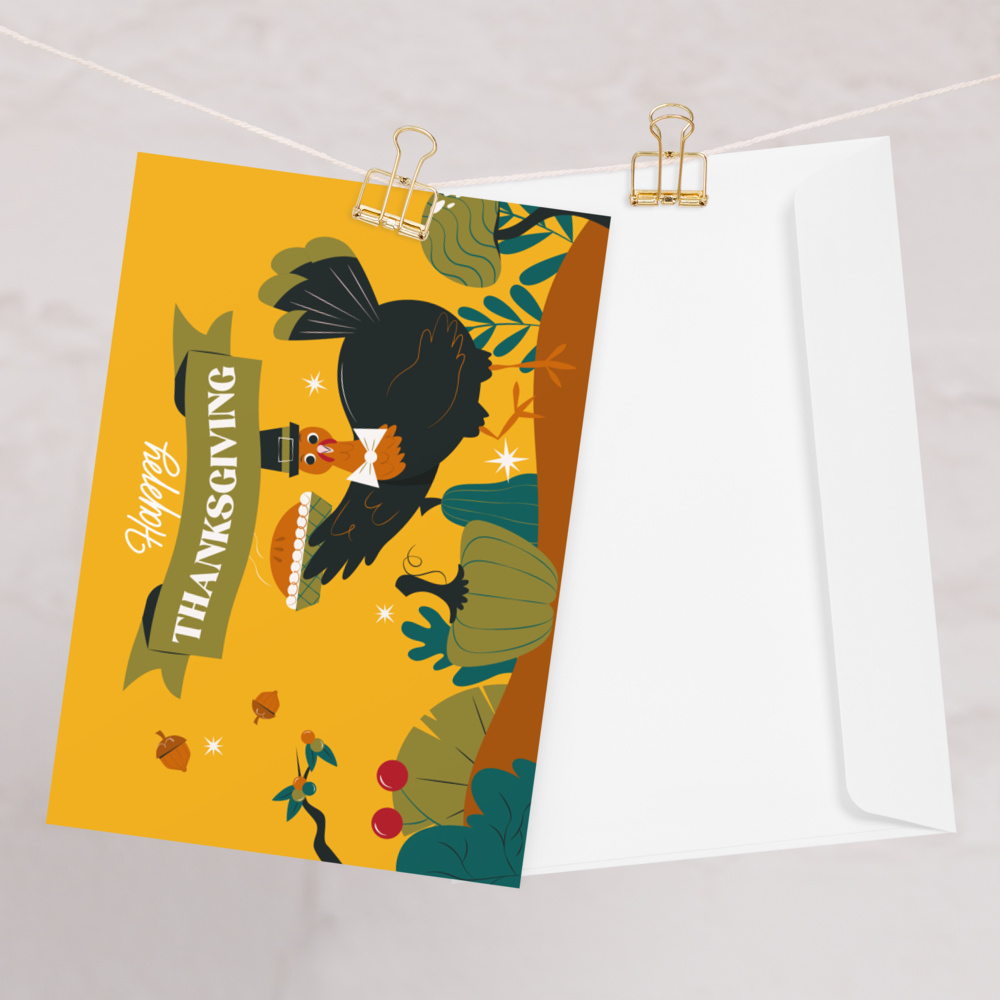 Feast Friends and Thankful Hearts - Happy Thanksgiving Greeting Card