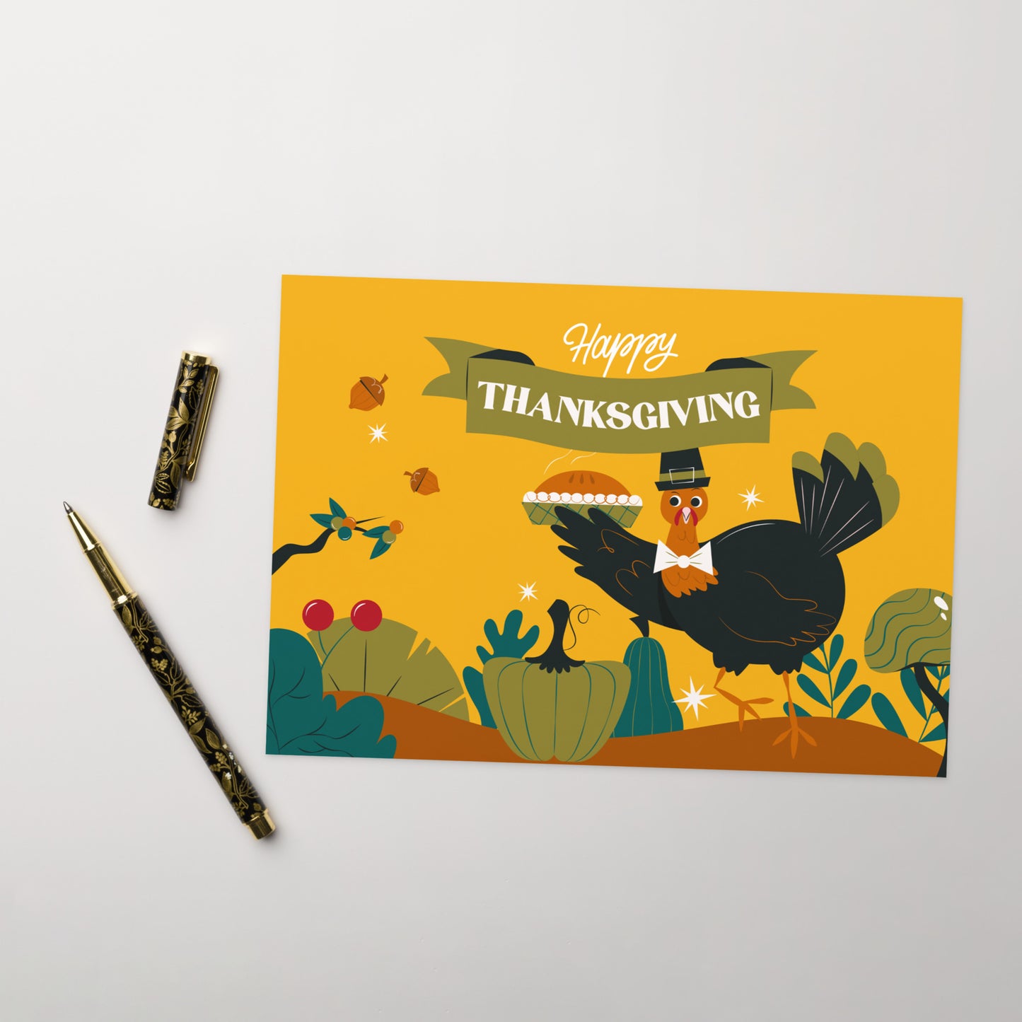 Feast Friends and Thankful Hearts - Happy Thanksgiving Greeting Card
